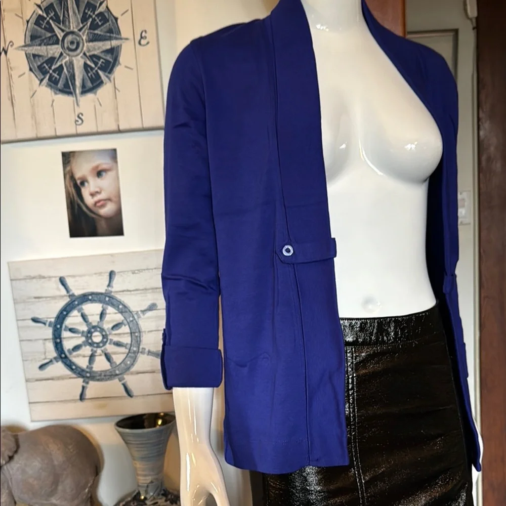 NWT northern reflections size small Women's Blue open faced cardigan Blazer - Picture 2 of 5
